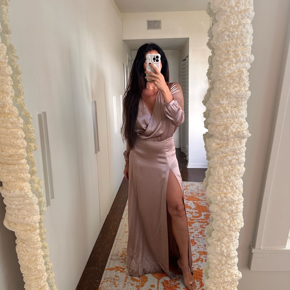 Elegant Satin Maxi Dress with Slit